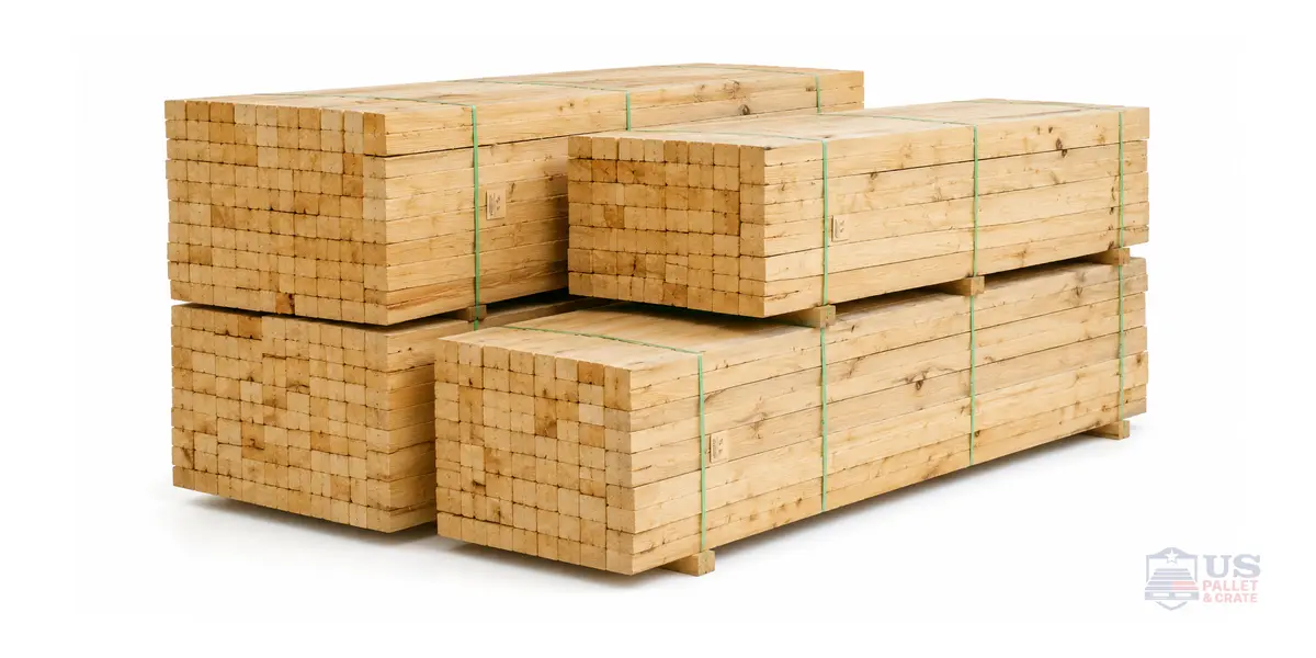 Custom Cut Dunnage & Blocking. Rough-cut 2x4s, 4x4s, and plywood scraps wedged between machinery, boxes, or drums INSIDE a shipping container or trailer, supplied by U.S. Pallet & Crate in Houston, TX