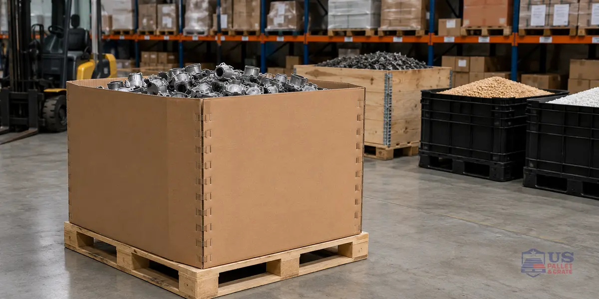 Custom size bulk containers built to a specific footprint, supplied by U.S. Pallet & Crate in Houston, TX