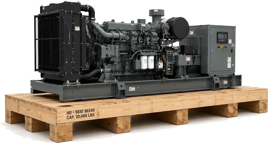 Heavy-Duty Skids. A skid (no bottom deck, just top deck and 4x4 wood beams underneath), supplied by U.S. Pallet & Crate in Houston, TX