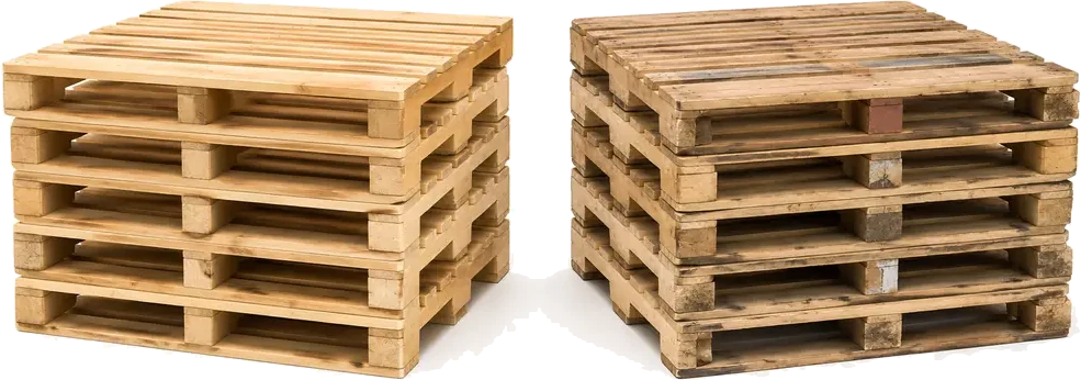 Recycled 48 x 40 wood pallets sorted to Grade A and Grade B, supplied by U.S. Pallet & Crate in Houston, TX