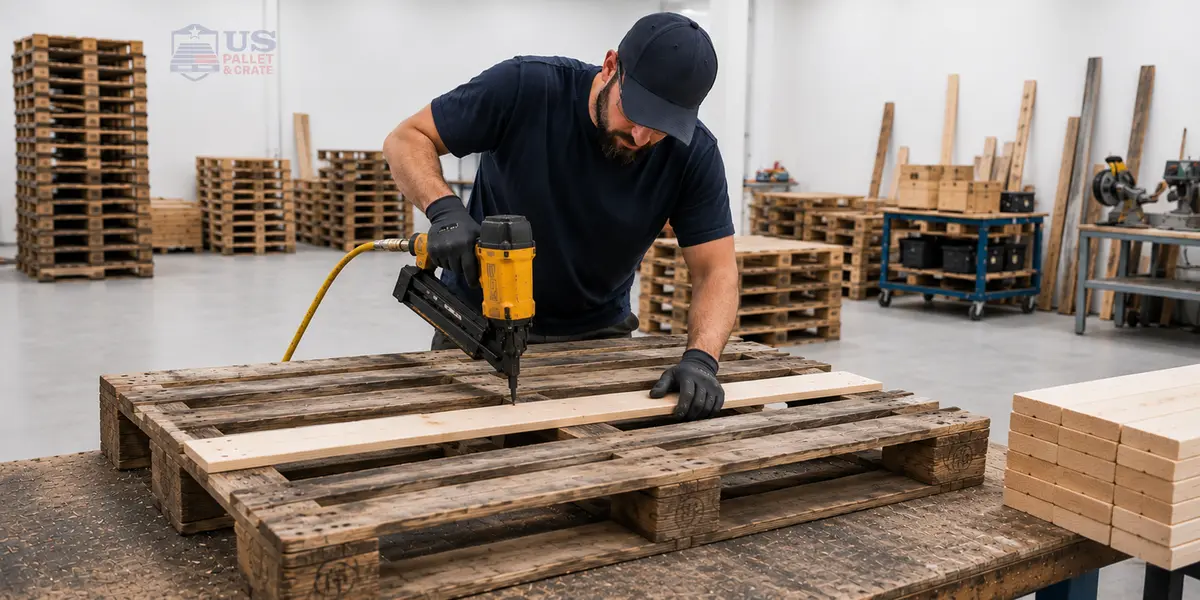 Deck boards and repair boards for rebuilding pallets, supplied by U.S. Pallet & Crate in Houston, TX