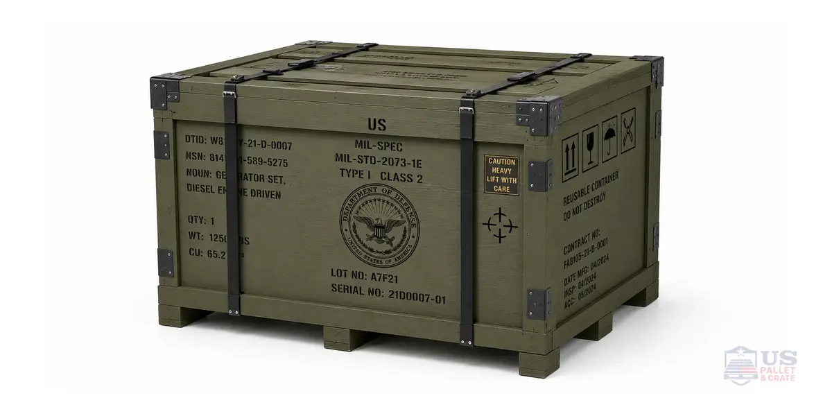 Mil-Spec / ASTM Crate Supply manufactured to spec at the U.S. Pallet & Crate facility in Houston, TX